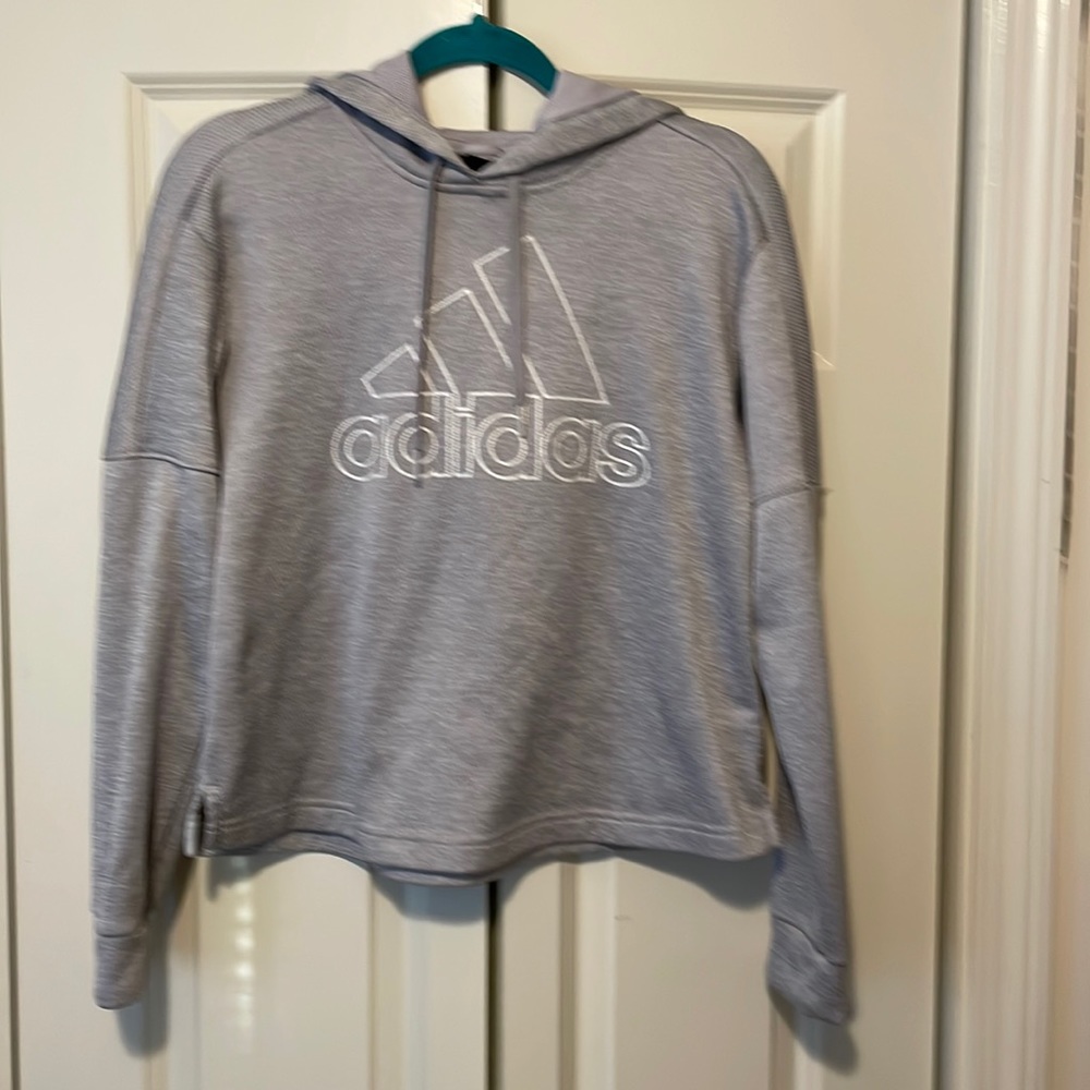 Womens size M Adidas light grey lightweight hooded sweatshirt (climawarm)